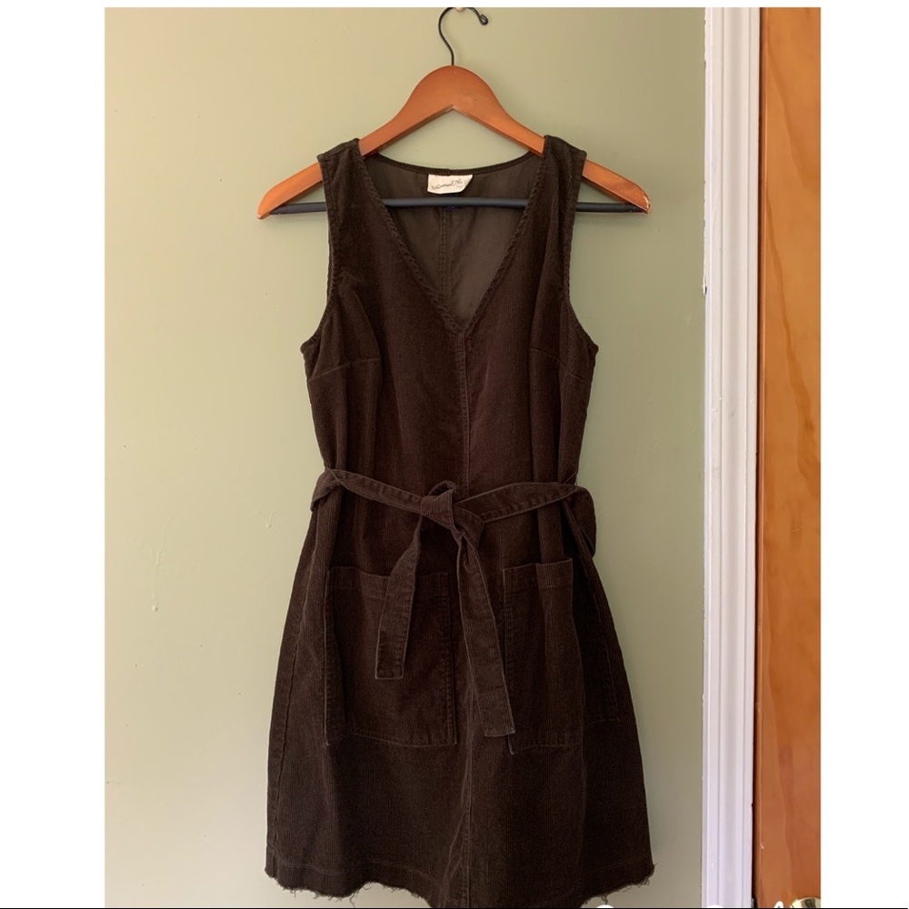 Corduroy dress with tie waist